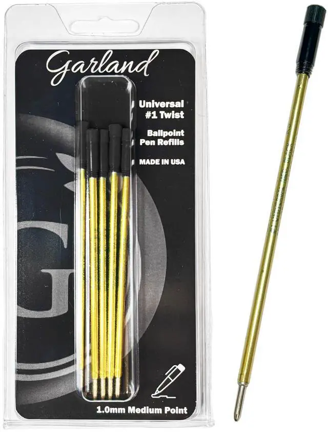 Main image of Universal #1 Cross Compatible Ballpoint Pen Refill, USA Made, 1.0mm Medium Point, Smooth Writing, 5 Pack (Black) (#1-Blk)