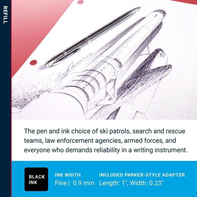 Alt view image 3 of 7 - Space Pen Fine Point Pressurized Cartridge Refill, 2 Pack