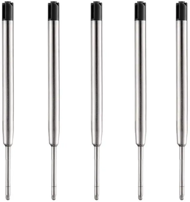 Main image of 5-Pack 1.0mm Metal Ballpoint Refills, Medium Point - Black