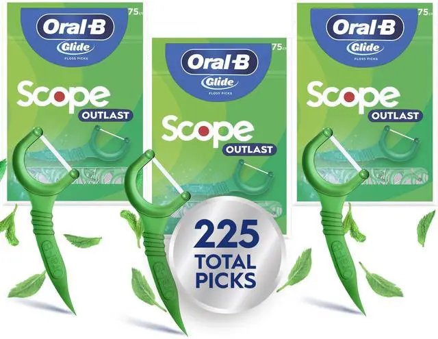 Main image of Glide Mint Dental Floss Picks with Long Lasting Scope Flavor, 75 Count, Pack of 3