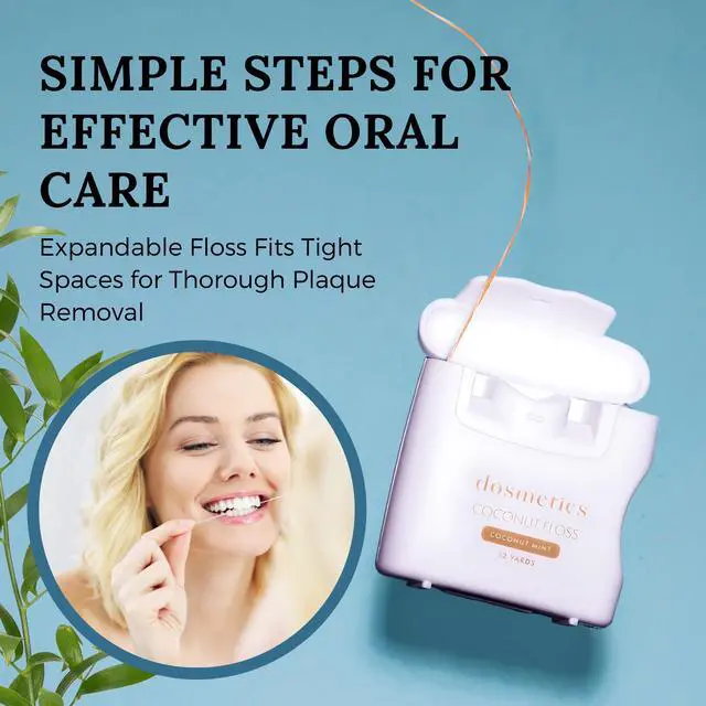 Alt view image 5 of 6 - Coconut Oil Infused Thick Dental Floss 5 Pack, Coconut Mint Expanding Dental Floss, Oral Care Stretchable Floss, Tooth Floss for Plaque Removal and Gum Protection, 32 Yards x 5 Flossers