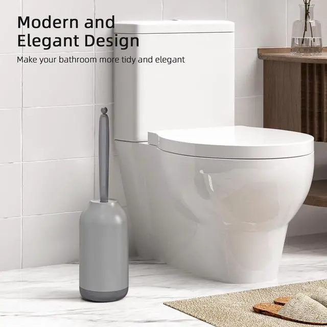 Alt view image 6 of 7 - Toilet Bowl Brush Holder Set, Dead Corner S-Shaped Bristle Scrubber