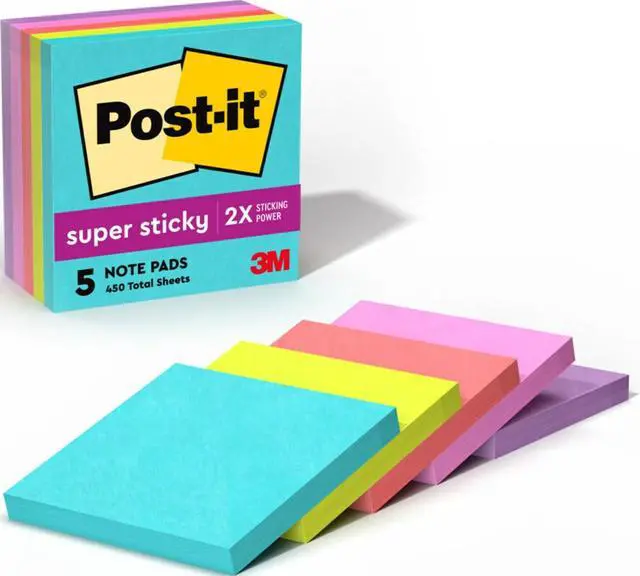 Main image of Super Sticky Notes, 3 x 3 in, Supernova Neons, 5 Pads