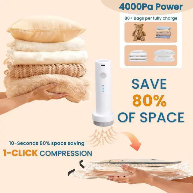Alt view image 3 of 7 - Vacuum Bags for Travel with Rechargeable Electric Pump, 12 PCS (4S,4M,4L) Storage Bags Vacuum Sealed, Space Saver Bags Carry-on Size Compression Packing Bags for Luggage and Suitcase
