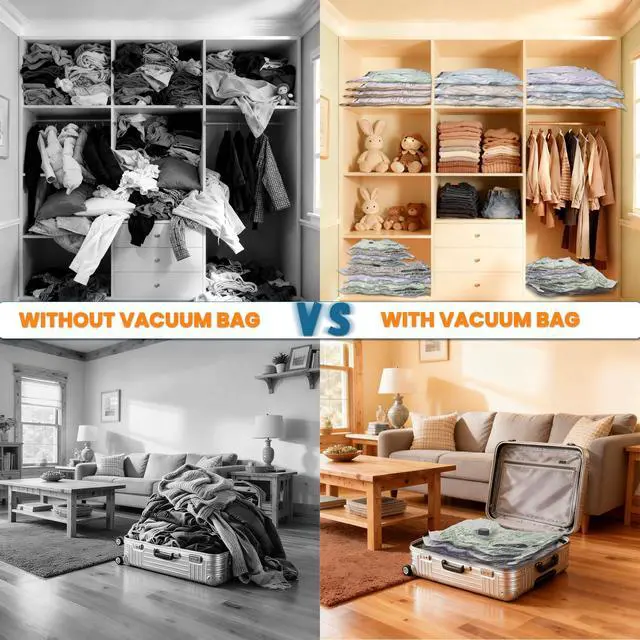 Alt view image 4 of 7 - Vacuum Bags for Travel with Rechargeable Electric Pump, 12 PCS (4S,4M,4L) Storage Bags Vacuum Sealed, Space Saver Bags Carry-on Size Compression Packing Bags for Luggage and Suitcase