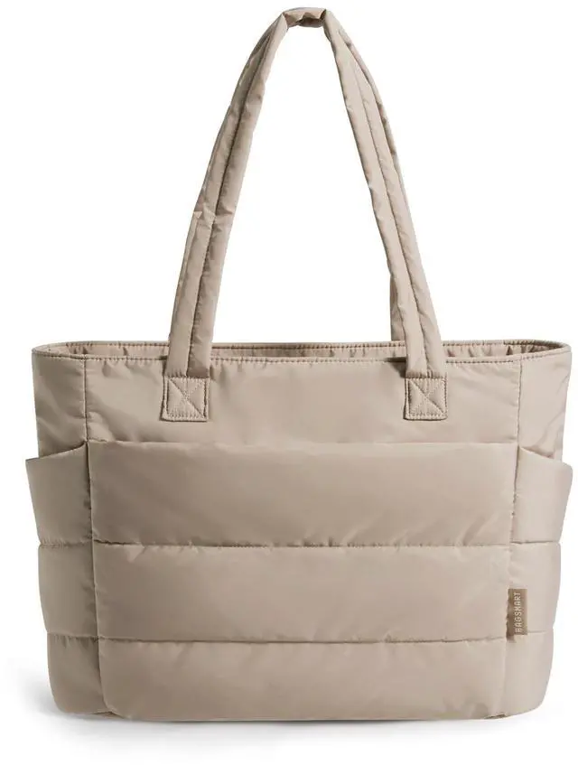 Main image of Tote Bag for Women, Lightweight Puffy Tote Bag with Compartments Shoulder Bag Handbag for Travel, Work, Gym (c-Standard Size-Grayish Brown, Standard Size)