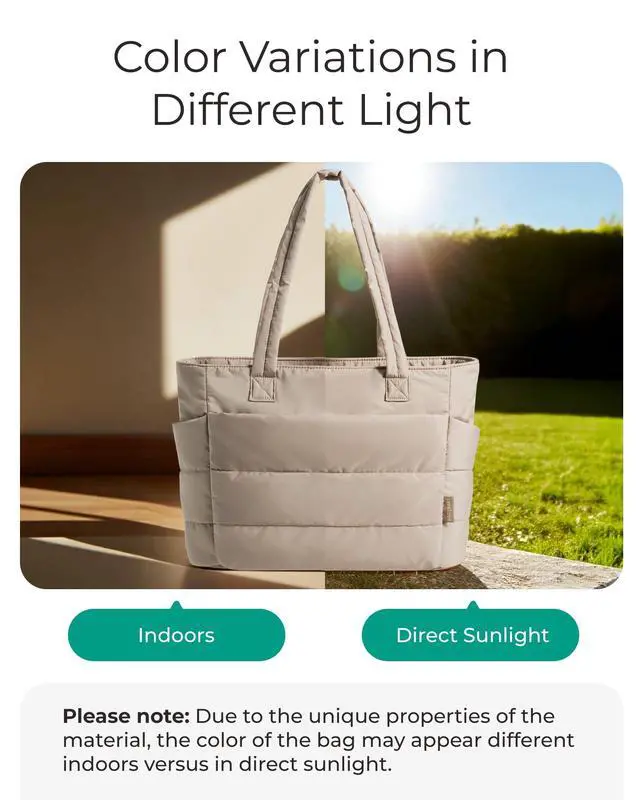 Alt view image 4 of 6 - Tote Bag for Women, Lightweight Puffy Tote Bag with Compartments Shoulder Bag Handbag for Travel, Work, Gym (c-Standard Size-Grayish Brown, Standard Size)