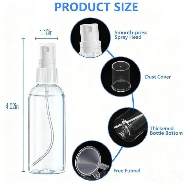 Alt view image 2 of 6 - 4 Pack 1 Oz (30ml) Mini Spray Bottles Clear Travel Size