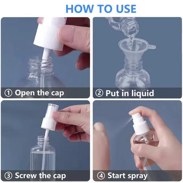 Alt view image 4 of 6 - 4 Pack 1 Oz (30ml) Mini Spray Bottles Clear Travel Size