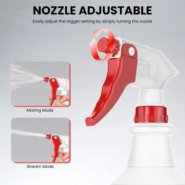 Alt view image 3 of 7 - Spray Bottles 4 Pack 16oz Refillable Adjustable Nozzle Mist Sprayer