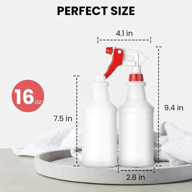 Alt view image 7 of 7 - Spray Bottles 4 Pack 16oz Refillable Adjustable Nozzle Mist Sprayer