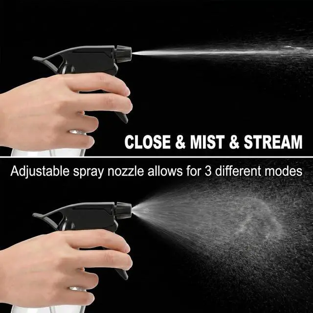 Alt view image 4 of 7 - 12 Pack 8 Oz Empty Plastic Spray Bottle with Black Trigger Sprayers - Adjustable Head Sprayer from Fine to Stream - Refillable Sprayer for Water, Kitchen, Bath, Beauty, Hair, and Cleaning