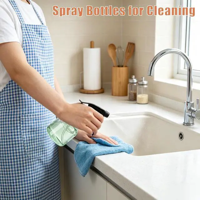 Alt view image 7 of 7 - 12 Pack 8 Oz Empty Plastic Spray Bottle with Black Trigger Sprayers - Adjustable Head Sprayer from Fine to Stream - Refillable Sprayer for Water, Kitchen, Bath, Beauty, Hair, and Cleaning