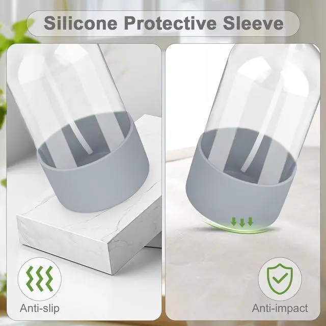 Alt view image 5 of 7 - 2 Pack Glass Spray Bottles with Silicone Sleeve, 16 oz Empty Refillable Containers with Adjustable Spray Nozzles, Spray Bottles for Hair, Cleaning Solutions and Plants Blue&Grey