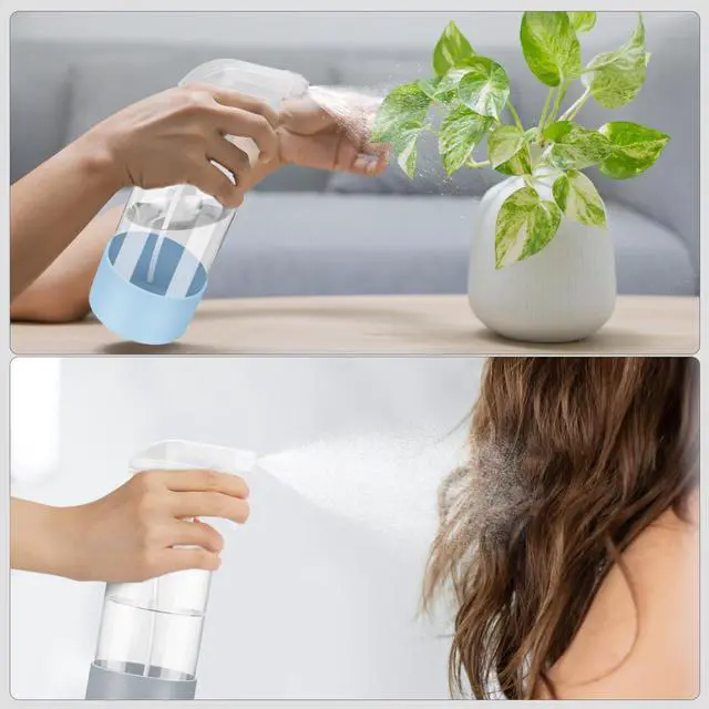 Alt view image 7 of 7 - 2 Pack Glass Spray Bottles with Silicone Sleeve, 16 oz Empty Refillable Containers with Adjustable Spray Nozzles, Spray Bottles for Hair, Cleaning Solutions and Plants Blue&Grey