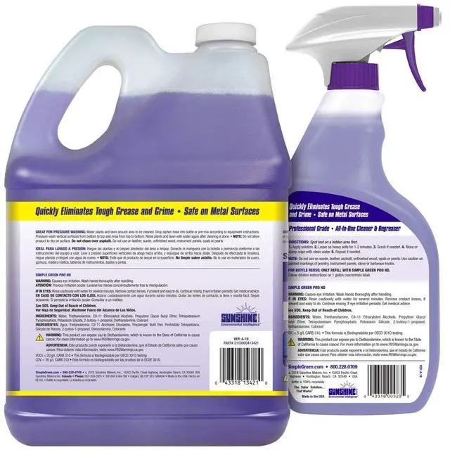 Alt view image 2 of 7 - Pro HD Purple Concentrated Cleaner & Degreaser - Heavy Duty, Professional, Automotive, Restaurant, Grills, Ovens (32 oz Spray @Heavy Strength and 1 Gal Concentrate Refill)