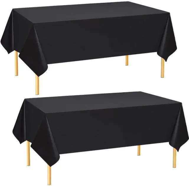 Main image of 2 Pack Rectangle Tablecloths 54 x 108 Inch Water Resistant Tablecloths Disposable Table Cover for Dining Table, Buffet Party and Camping, Black