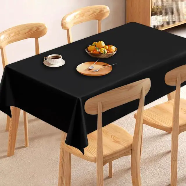 Alt view image 5 of 6 - 2 Pack Rectangle Tablecloths 54 x 108 Inch Water Resistant Tablecloths Disposable Table Cover for Dining Table, Buffet Party and Camping, Black