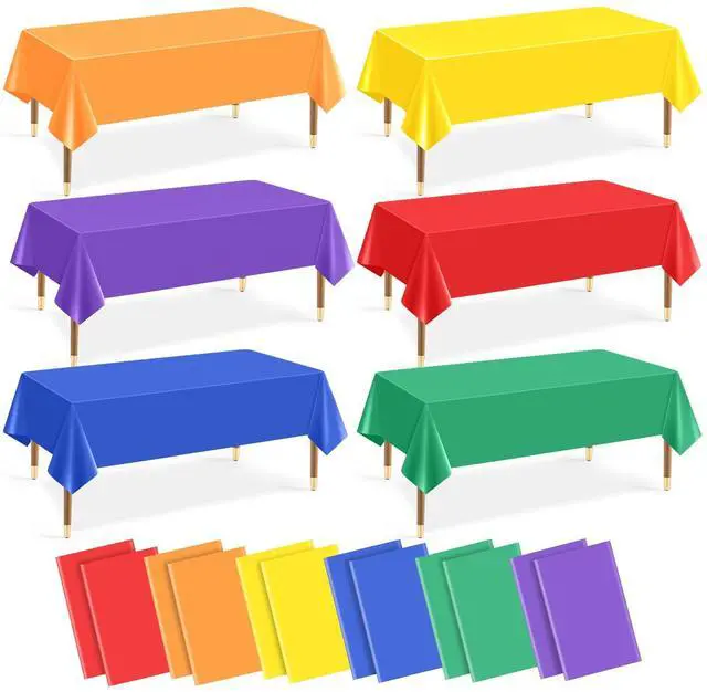 Main image of 12Pc Plastic Table Cloth Disposable Tablecloth for Rectangle Table