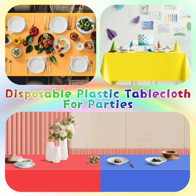 Alt view image 2 of 7 - 12Pc Plastic Table Cloth Disposable Tablecloth for Rectangle Table