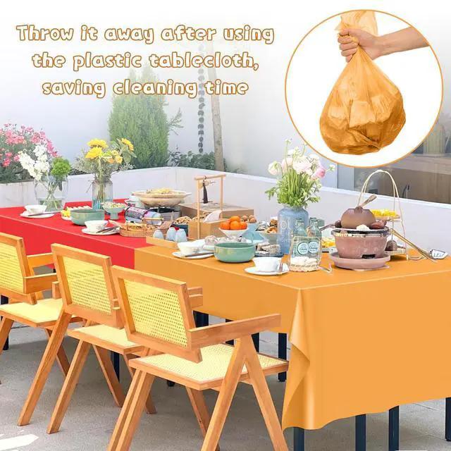 Alt view image 3 of 7 - 12Pc Plastic Table Cloth Disposable Tablecloth for Rectangle Table