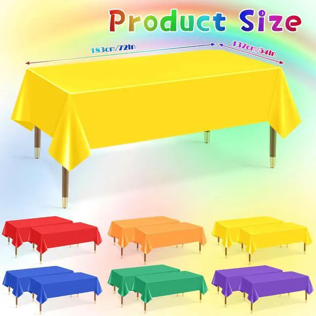 Alt view image 5 of 7 - 12Pc Plastic Table Cloth Disposable Tablecloth for Rectangle Table