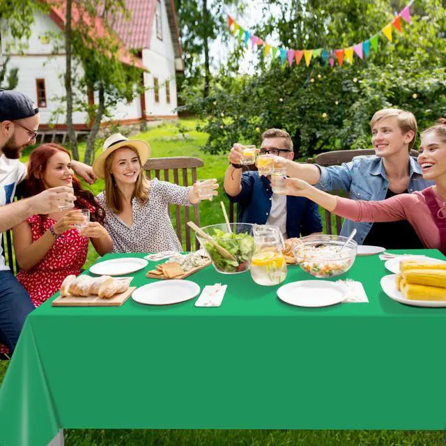 Alt view image 5 of 7 - 12 Pack 6 Color Rainbow Theme Tablecloth Assorted Color Plastic Tablecloth Disposable Colorful Rectangle Table Covers for Fiesta Wedding Birthday Picnic Graduation Party Decorations, 54 x 108 Inch