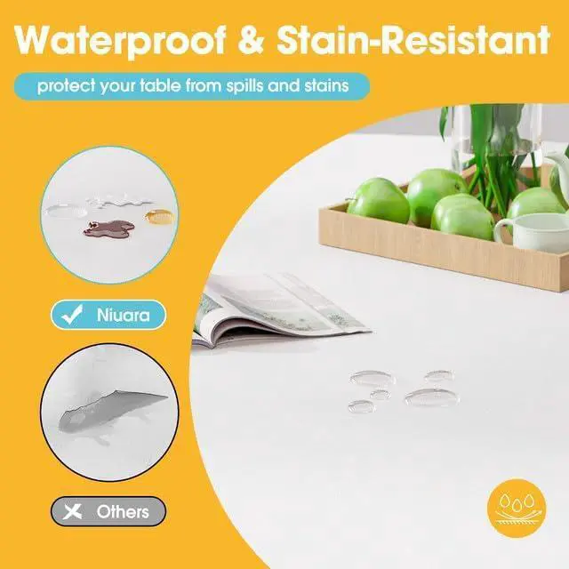 Alt view image 6 of 7 - White Plastic Table Cloth - 4 Pack 84" Round Disposable Tablecloths for Round Tables, Table Cover for Holiday Parties & Gatherings
