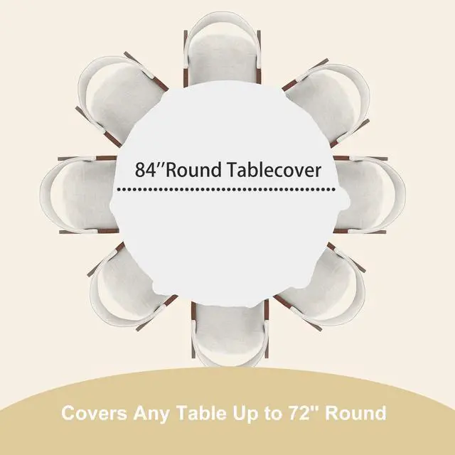 Alt view image 4 of 7 - 10 Pcs White Round Plastic Table Cloth Disposable, 84 Inch