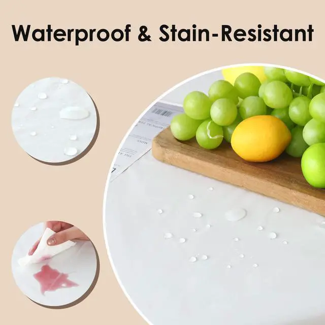 Alt view image 3 of 7 - 10 Pcs White Round Plastic Table Cloth Disposable, 84 Inch