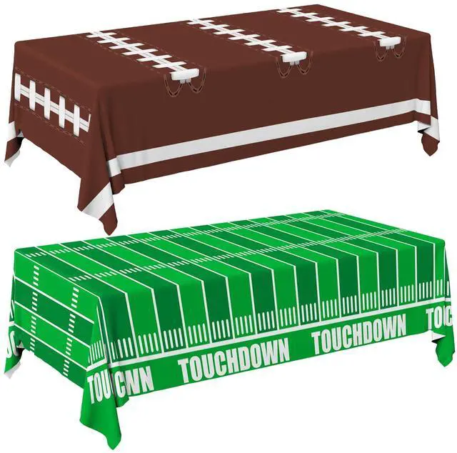 Main image of Football Party Decorations Disposable Tablecloth Plastic Touchdown Table Cover for Birthday Football Party Games Decoration 54 X 108Inch2 Pack