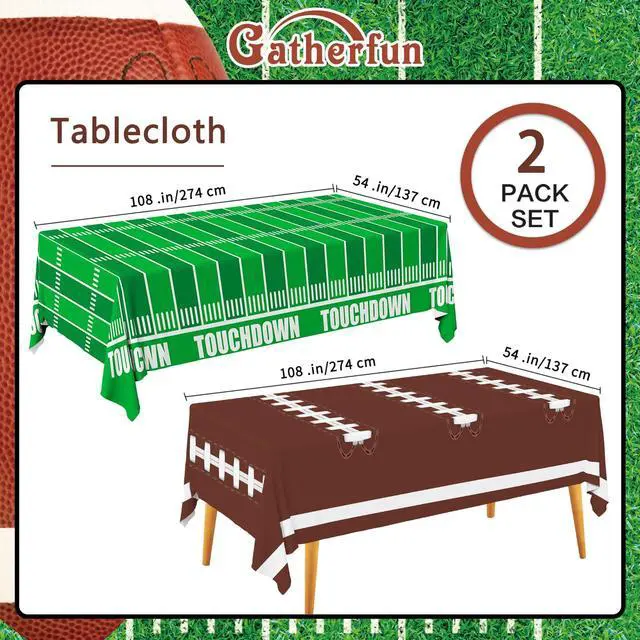 Alt view image 2 of 7 - Football Party Decorations Disposable Tablecloth Plastic Touchdown Table Cover for Birthday Football Party Games Decoration 54 X 108Inch2 Pack
