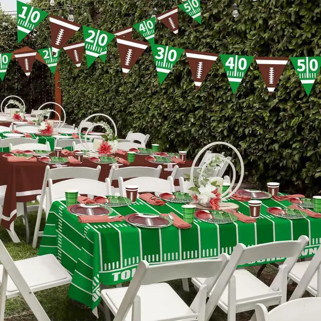 Alt view image 4 of 7 - Football Party Decorations Disposable Tablecloth Plastic Touchdown Table Cover for Birthday Football Party Games Decoration 54 X 108Inch2 Pack