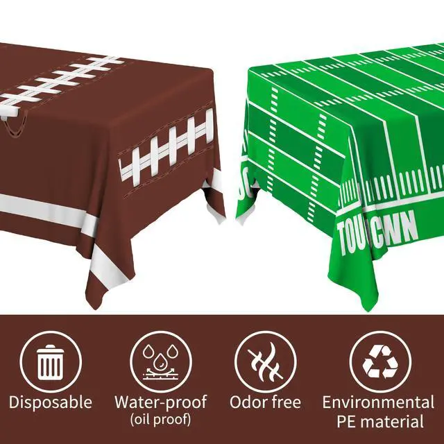 Alt view image 5 of 7 - Football Party Decorations Disposable Tablecloth Plastic Touchdown Table Cover for Birthday Football Party Games Decoration 54 X 108Inch2 Pack