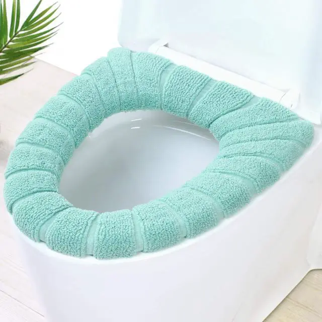 Alt view image 4 of 7 - Bathroom Soft Thicker Warmer Stretchable Washable Cloth Toilet Seat Cover Pads 3PCS