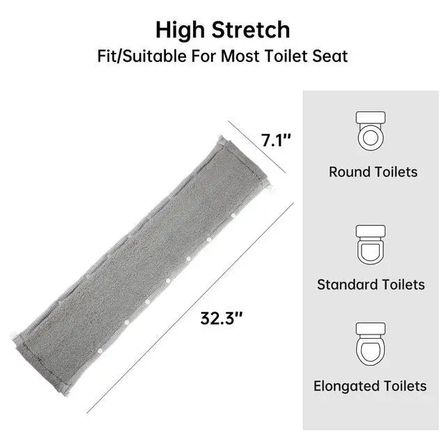 Alt view image 3 of 7 - Toilet Seat Cover with Snaps Fixed,Thick Warmer,Machine Washable(grey)