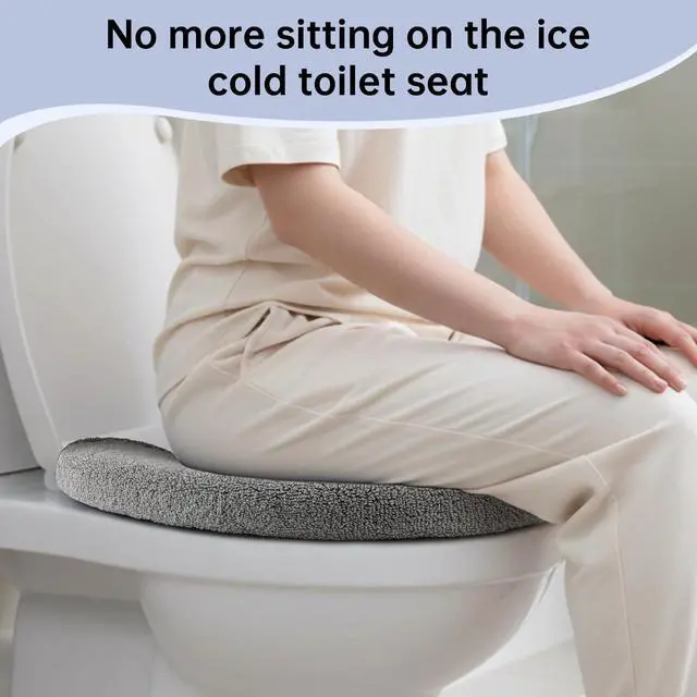 Alt view image 5 of 7 - Toilet Seat Cover with Snaps Fixed,Thick Warmer,Machine Washable(grey)