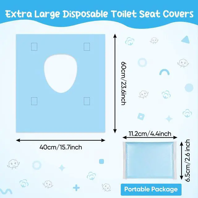 Alt view image 2 of 7 - Disposable Toilet Seat Covers (30-Pack) Waterproof, Individually Wrapped, PortableNon-Slip Liners for Kids & Adults, Travel & Home Use