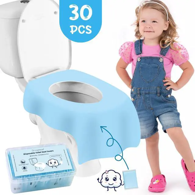 Alt view image 3 of 7 - Disposable Toilet Seat Covers (30-Pack) Waterproof, Individually Wrapped, PortableNon-Slip Liners for Kids & Adults, Travel & Home Use