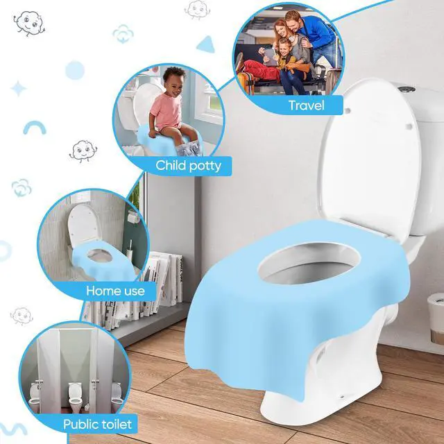 Alt view image 6 of 7 - Disposable Toilet Seat Covers (30-Pack) Waterproof, Individually Wrapped, PortableNon-Slip Liners for Kids & Adults, Travel & Home Use
