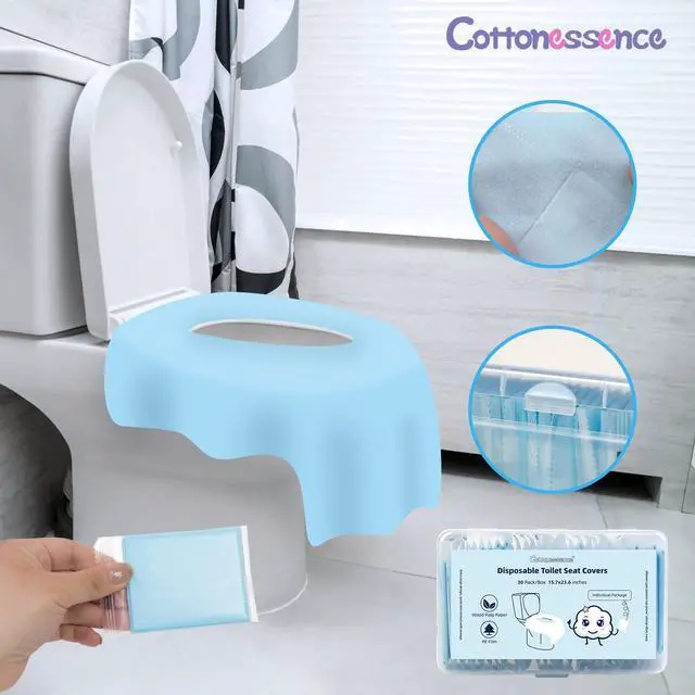 Alt view image 7 of 7 - Disposable Toilet Seat Covers (30-Pack) Waterproof, Individually Wrapped, PortableNon-Slip Liners for Kids & Adults, Travel & Home Use