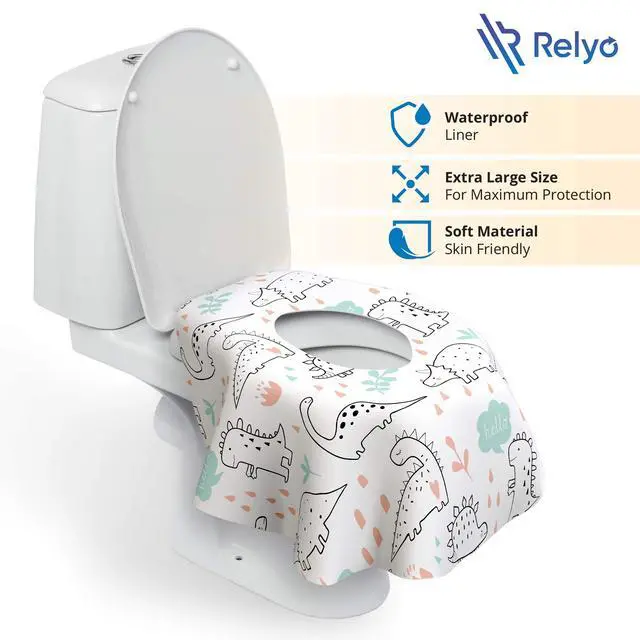 Alt view image 2 of 7 - Disposable Toilet Seat Cover for Travel 20 Pack with Covers Wrapped in Sets of 2, Non-Flushable Liners, Fits Most Seats Kids, Toddlers, Adults (Dinosaurs, 20)