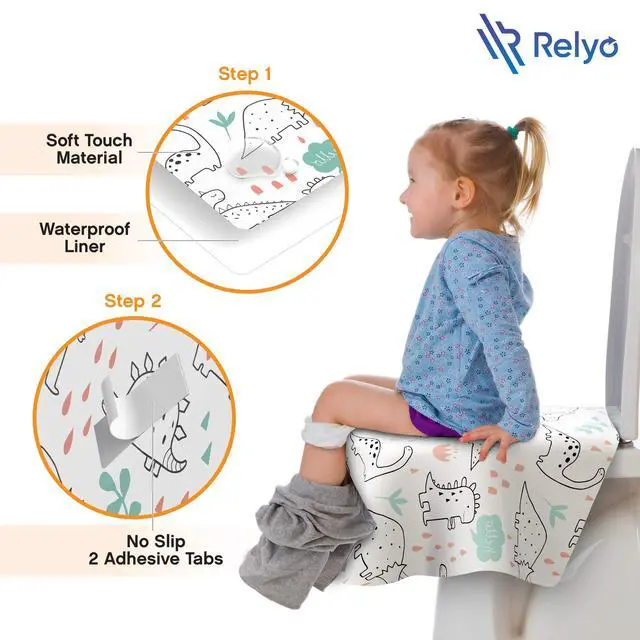 Alt view image 3 of 7 - Disposable Toilet Seat Cover for Travel 20 Pack with Covers Wrapped in Sets of 2, Non-Flushable Liners, Fits Most Seats Kids, Toddlers, Adults (Dinosaurs, 20)