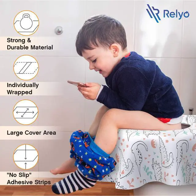 Alt view image 5 of 7 - Disposable Toilet Seat Cover for Travel 20 Pack with Covers Wrapped in Sets of 2, Non-Flushable Liners, Fits Most Seats Kids, Toddlers, Adults (Dinosaurs, 20)