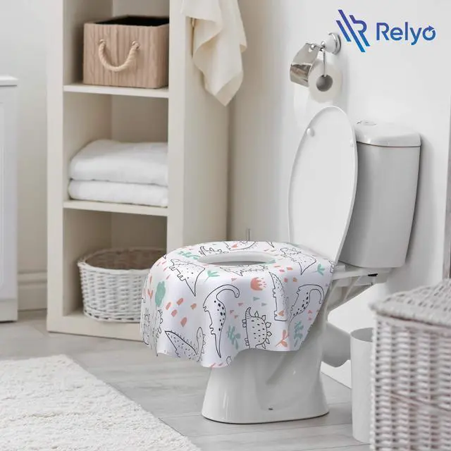 Alt view image 6 of 7 - Disposable Toilet Seat Cover for Travel 20 Pack with Covers Wrapped in Sets of 2, Non-Flushable Liners, Fits Most Seats Kids, Toddlers, Adults (Dinosaurs, 20)