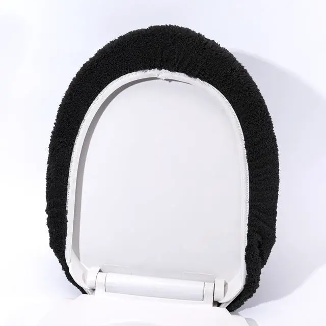 Alt view image 4 of 4 - Microfiber Toilet Lid Cover Soft and Absorbent, Comfortable Bathroom Toilet Lid Cover Seat Fits Most Size Toilet Lids for Black