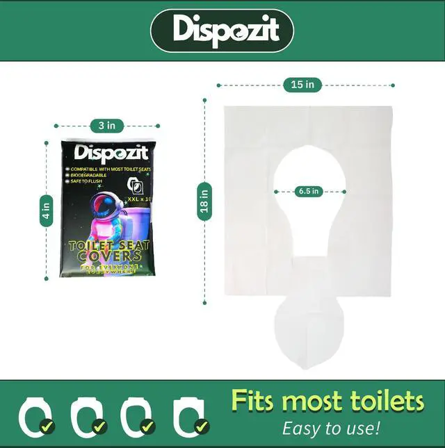 Alt view image 2 of 7 - 60 Pcs XL disposable flushable toilet seat covers 100% Biodegradable for Travel Public Toilets for Adults and Toddlers & Kids | Compact Universal Toilet seat Cover |