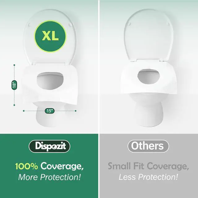 Alt view image 7 of 7 - 60 Pcs XL disposable flushable toilet seat covers 100% Biodegradable for Travel Public Toilets for Adults and Toddlers & Kids | Compact Universal Toilet seat Cover |