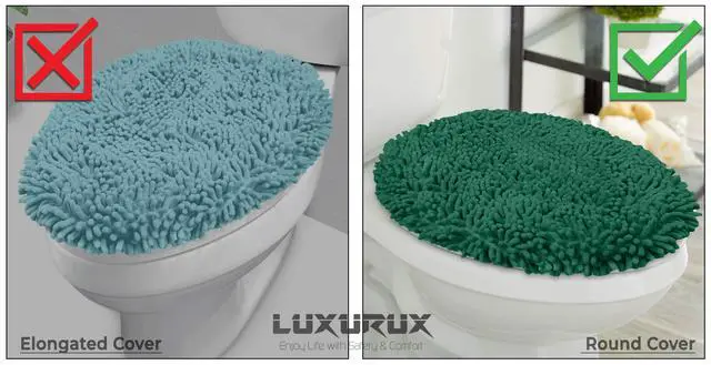 Alt view image 2 of 7 - Premium Chenille Microfiber Toilet Lid Cover, Soft Plush Toilet Seat Cover Set for Bathroom, Non-Slip Stretch Fit, Machine Washable, Fits Standard & Elongated Toilet Seat Lid (Light Gray)