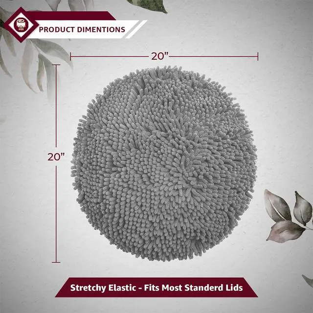 Alt view image 6 of 7 - Premium Chenille Microfiber Toilet Lid Cover, Soft Plush Toilet Seat Cover Set for Bathroom, Non-Slip Stretch Fit, Machine Washable, Fits Standard & Elongated Toilet Seat Lid (Light Gray)